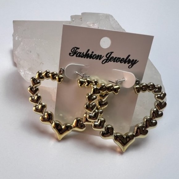 Golden Heart Earrings - Picture 1 of 3
